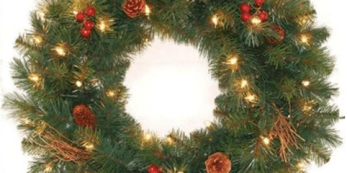 Home Depot: 24-inch Pre-Lit Hawkins Pine Artificial Wreath Only $12.98 + FREE In-Store Pickup