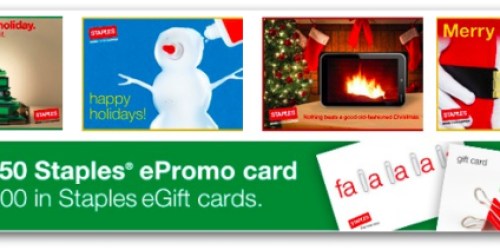 Staples.com: FREE $50 ePromo Card with $300 Staples eGift Card Purchase