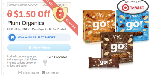 New $1.50/1 Plum Organics Go Bar Product Coupon + More = 6-ct Box Only $1.49 at Target
