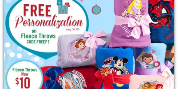 DisneyStore.com: Fleece Throws Only $10 (Reg. $19.95) + Free Personalization ($4.95 Value) & More