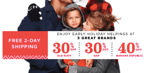 OldNavy.com: Free 2-Day Shipping with ANY Order + Extra 30% Off Your Purchase (Today ONLY)