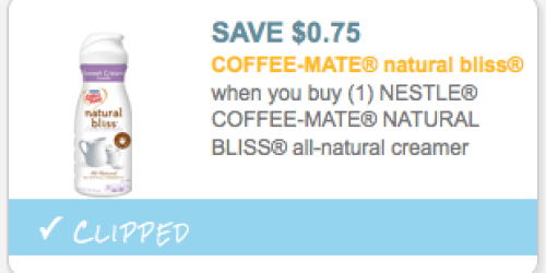 New $0.75/1 Nestle Coffee-Mate Natural Bliss Creamer Coupon = Only 42¢ Each at Target (Thru 11/15)