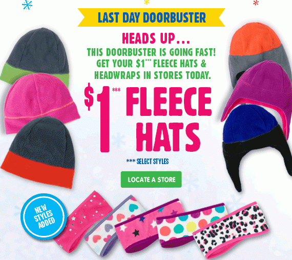 The Children's Place Fleece Hats & Headwraps Only 80¢ (Through Today