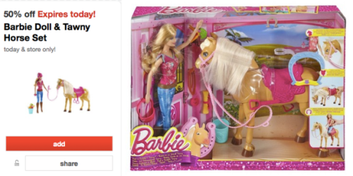 Target Cartwheel: 50% Off Barbie Doll & Tawny Horse Set Today Only = Only $20.50 (Regularly $42.99)