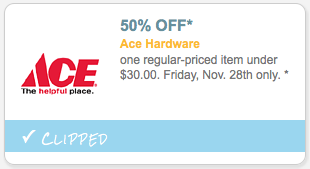 Ace Hardware: RARE 50% Off One Regular-Priced Item UNDER $30 Coupon