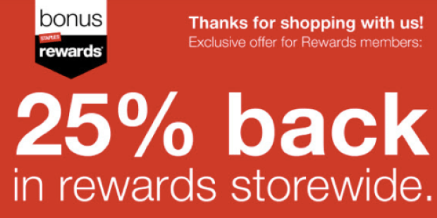 Staples: 25% Back In Staples Rewards Storewide Valid Through 11/22 (Check Inbox)