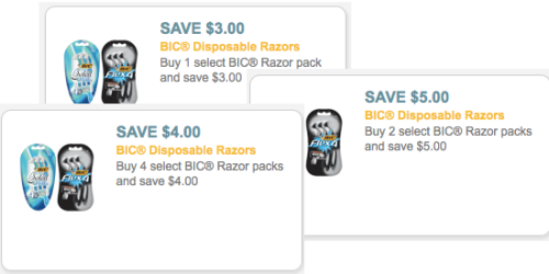 Three High Value Bic Razor Coupons – Including a $3/1 (= BIC Razors Only $1.49 at Walgreens!)