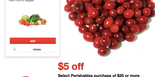 Target Cartwheel: RARE 10% Off All Produce + Stackable $5 Off a $25 Perishables Purchase Coupon