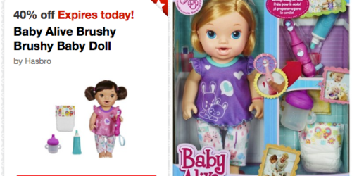 Target Cartwheel: 40% Off Baby Alive Brushy Brushy Baby Doll (Today Only) = Only $10.79 at Target