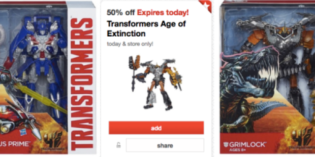 Target Cartwheel: 50% Off Transformers Age of Extinction Today Only = As Low As  $17.25