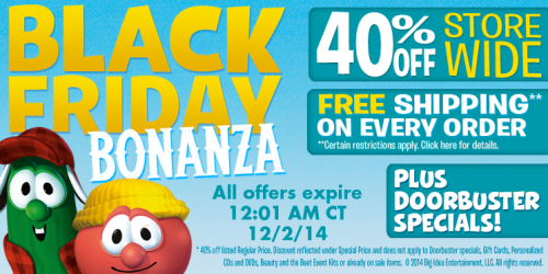 Veggie Tales Store: Doorbuster Specials & Free Shipping on ANY Order = $5 DVD’s, $15 Playsets, + More