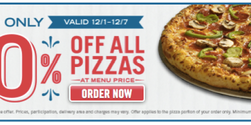 50% Off Any Domino’s Pizza at Menu Price (+ 50,000 Win $2-$100 Domino’s Pizza eGift Cards – Sign up Now)