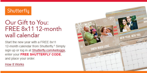 Kellogg’s Family Rewards: Possible Free Shutterfly Wall Calendar – Just Pay Shipping (Check Inbox) + More