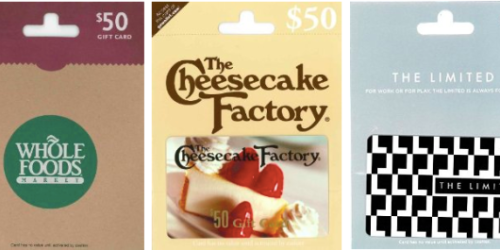 Amazon: Gift Card Lightning Deals Starting Soon (Save on Whole Foods, The Cheesecake Factory & More)