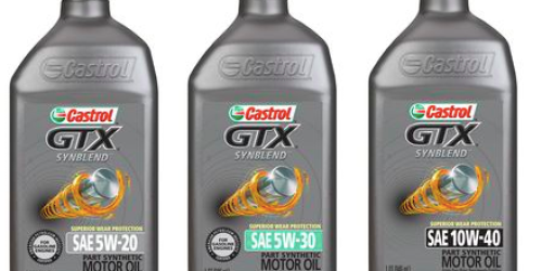 AutoZone.com: Castrol GTX Synthetic Blend Motor Oil Only $1 + FREE Shipping