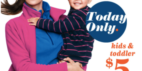 Old Navy: Kids/Toddler Microfleece Half-Zips Only $5 & Adult Half-Zips Only $6 (Today Only – In-Store)