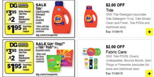 Dollar General: Tide Laundry Detergent, Gain Flings or Tide Pods Only $1.95