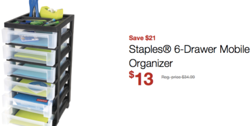 Staples: 6-Drawer Mobile organizer as Low as $10.50 – Reg. $34.99 (In-Store Only)