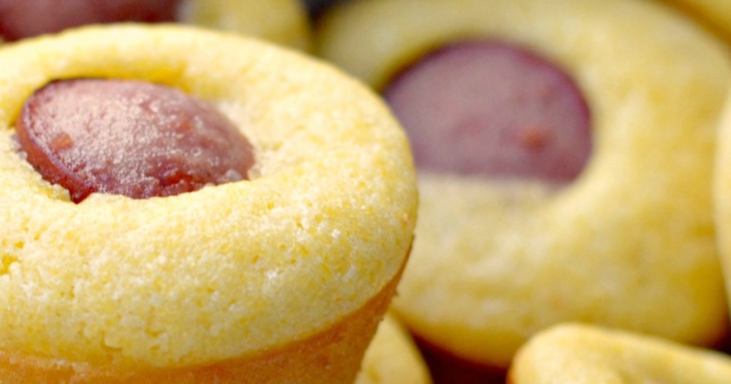 close-up of mini corn dog muffins