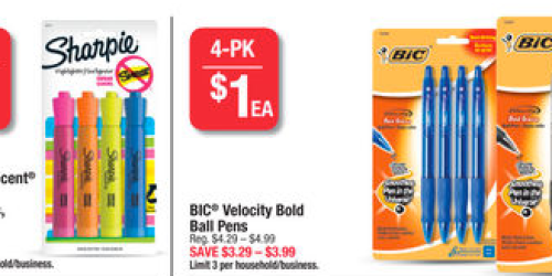 Office Depot & OfficeMax: FREE Sharpie Highlighters & BIC Velocity Bold Pens