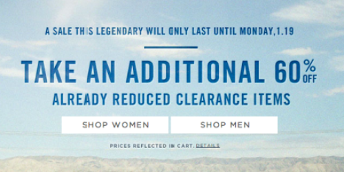 American Eagle Outfitters: 60% Off Already Reduced Clearance Items + $10 Off $40 or More & Free Shipping
