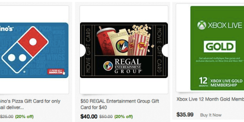eBay.com: Nice Discounts on Gift Cards (Including Domino’s, Regal Cinemas, AMC & More!)