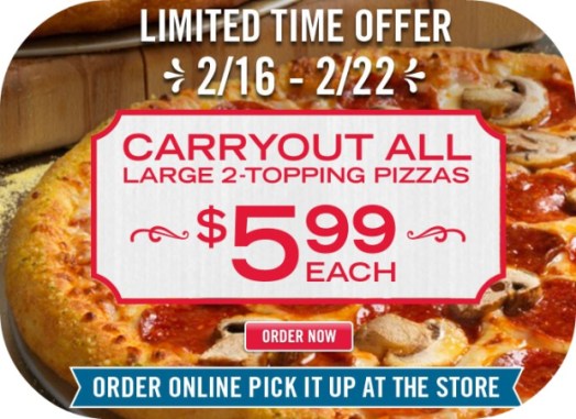 Domino S Large 2 Topping Pizzas Only 5 99 Each Carryout Only Valid Through 2 22 Hip2save