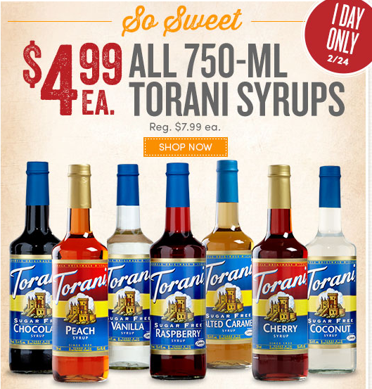 World Market Torani Syrups 750ml As Low As 4.49 Today Only (Reg. 7.99)