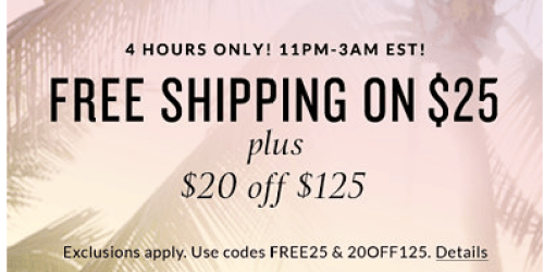 Victoria’s Secret: FREE Shipping on $25+ Orders (4 Hours ONLY!) + FREE Secret Reward Card & More