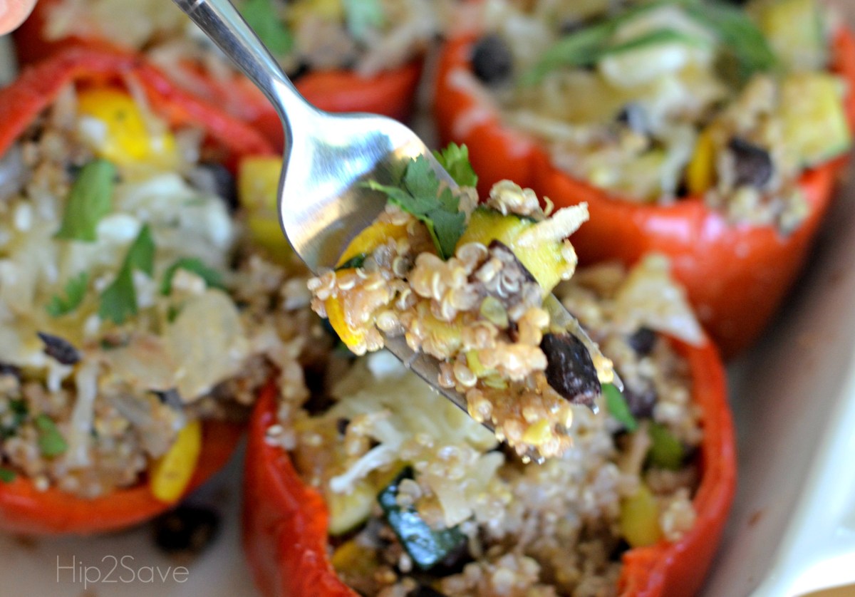 red peppers stuffed with quinoa and vegetables Meatless Monday meals