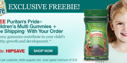 Puritan’s Pride: FREE Children’s Multi Gummies w/ ANY $10 Purchase = Four Bottles of Children’s Vitamins $14 Shipped (Hip2Save Exclusive)