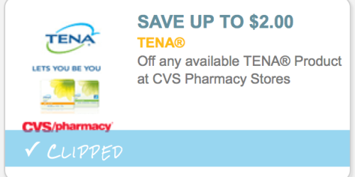 High Value $2/1 ANY Tena Product Coupon = 2 FREE Packages of Pantiliners at CVS (Through 3/14)