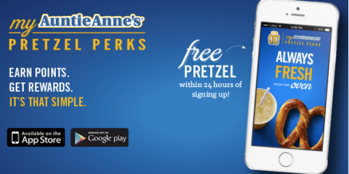 Auntie Anne’s Pretzel Perks App: FREE Pretzel Just for Signing Up + More (iPhone and Android)