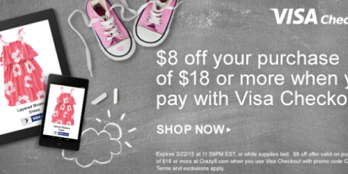 Crazy 8: Get $8 Off $18+ Purchase w/ Visa Checkout = Great Deals on Swimwear + More
