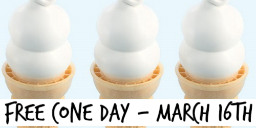 Dairy Queen Free Cone Day: Free Small Vanilla Ice Cream Cone – No Purchase Required (March 16th)