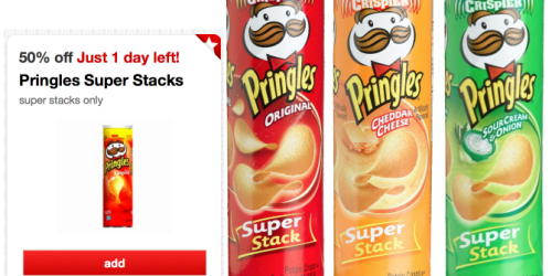 Target Cartwheel: High Value 50% Off Pringles Super Stacks Offer (Valid thru Tomorrow) = Only 76¢ Per Can