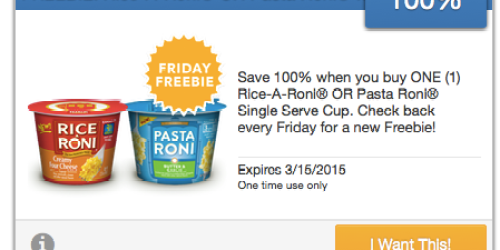 SavingStar Freebie Friday: 100% Free Rice-A-Roni OR Pasta Roni Single Serve Cup