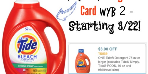 High Value $3/1 Tide Detergent Coupon = 100oz Bottles Just $6.49 Each at Target After Gift Card (Starting 3/22)