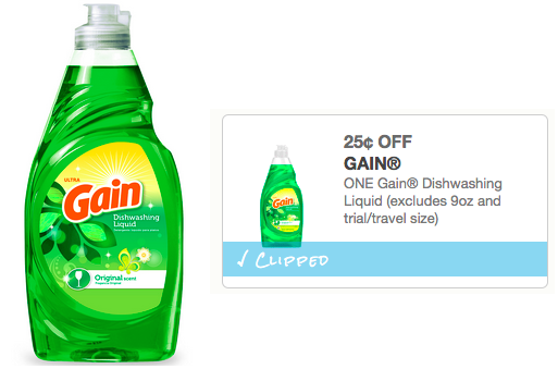 *New* $0.25/1 Gain Dishwashing Liquid Coupon