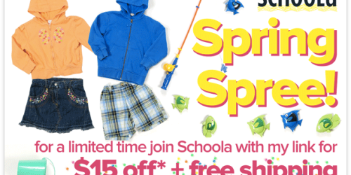 Schoola: Free $15 Credit for New Members AND Free Shipping = Free/Cheap Like-New Kid’s Clothes