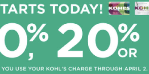 Kohl’s Cardholders: 30% Off Purchase + Free Shipping + Earn Kohl’s Cash (+ 20 Win $50 Kohl’s Cards)