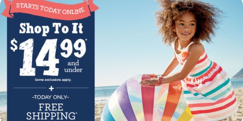 Gymboree.com: Free Shipping on ALL Orders + $14.99 & Under Sale (+ Get 20% Off Coupon w/ Every Order)
