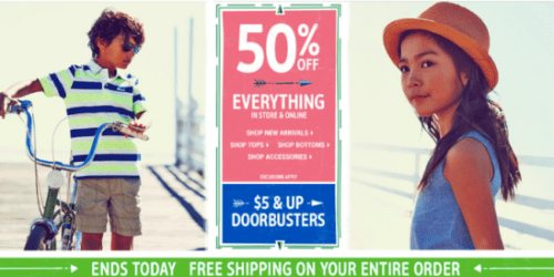 Carter’s & OshKosh B’Gosh: 50% Off Everything + Add’l 15% Off + FREE Shipping (Last Day!)