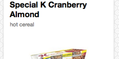 Target: High Value 40% Off Kellogg’s Special K Nourish Cranberry Almond Hot Cereal Cartwheel Offer