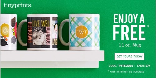Tiny Prints: FREE Personalized White Mug with $1 Purchase (New AND Existing Customers)