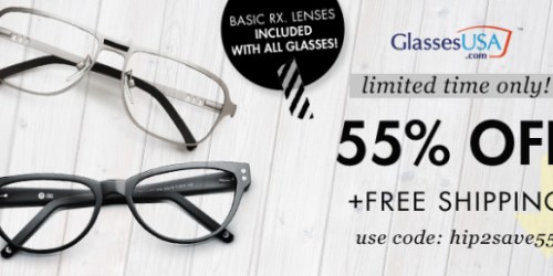 GlassesUSA: 55% Off + Free Shipping (Basic Lenses Included) – Choose From Over 1,000 Frames