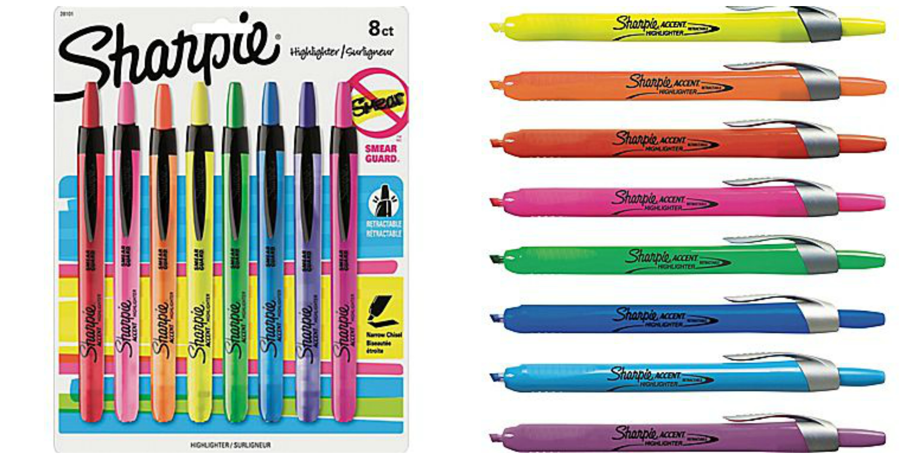 Sharpie Accent Retractable Pocket Highlighters 8Pack Only