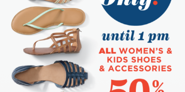 Old Navy: 50% Off ALL Women’s and Kids Shoes AND Accessories Today Until 1PM (In-Store Only)