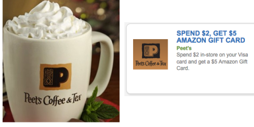 Peet’s Coffee & Tea: Spend $2 In-Store Using Your VISA Card, Get FREE $5 Amazon Gift Card