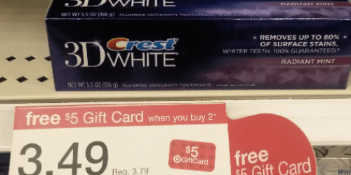 Target: FREE Crest 3D White Toothpaste (After Gift Card) + Colgate Total Toothpaste Only $0.24 Each